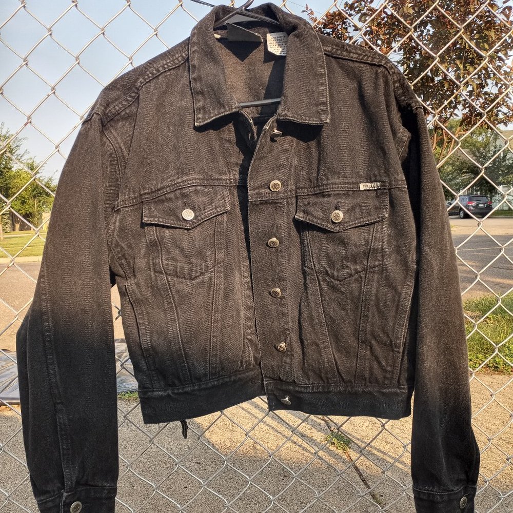 Vintage 90's Bill Blass Cropped Black Denim Jacket